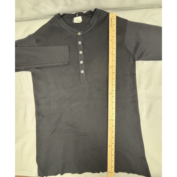 Belford Knit Sweater Womens Small Black 100% Silk Henley Tunic - Picture 5 of 12